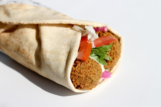 Falafel in pitta bread with salad