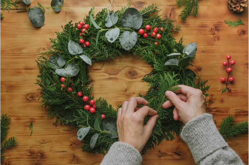 christmas wreath ideas, holiday wreath